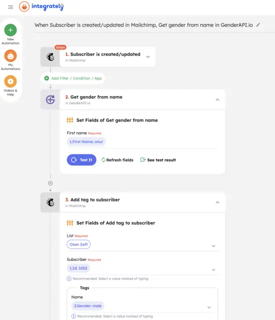 Automate gender identification with Gender API and Integrately